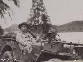 BRUNEI, BORNEO. 24 JUNE 1945. GENERAL SIR THOMAS A BLAMEY, COMMANDER-IN-CHIEF, ALLIED LAND FORCES, SOUTH WEST PACIFIC AREA, SEATED IN A JEEP