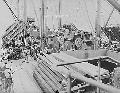 Libriai kiktben. Jeep unloaded at a port in Liberia.