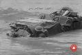 US 4th Engineers troops ferry a Jeep across river at Fort Benning. Fort Benning Georgia  1941, July