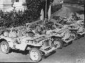 M1332235 Four British Army jeeps assigned to AFPU prior to heading off for a filming assignment in the desert, July 1942.