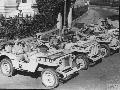 M1332277 Four British Army jeeps assigned to AFPU prior to heading off for a filming assignment in the desert, July 1942.