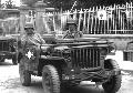 General Teddy Roosevelt, Jr. visits Saint Mere Eglise, France shortly after D-Day. June 1944. Critical Past Photo